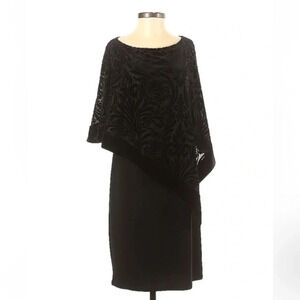 Xscape Lord & Taylor Black Timeless Sleeveless Handkerchief Formal Dress 4 S